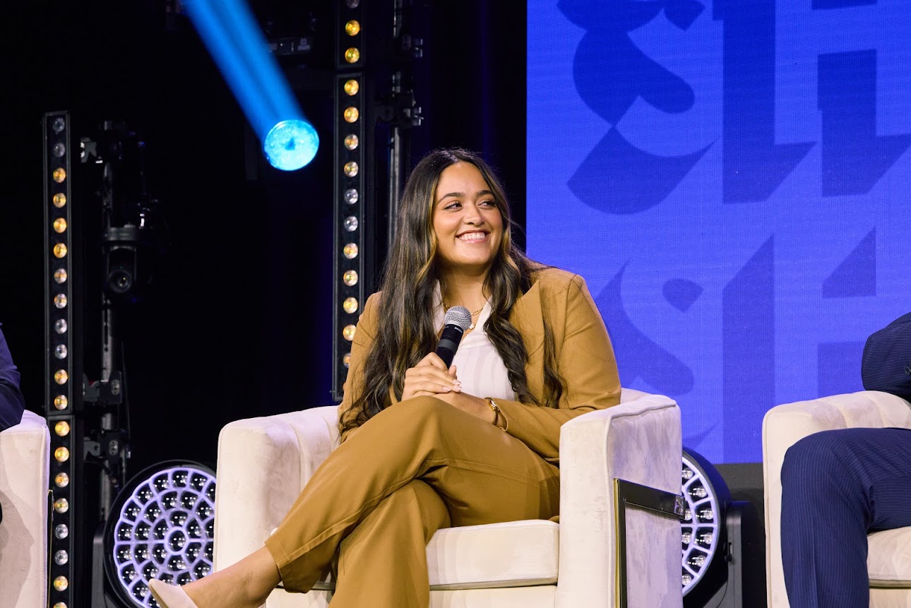 Samantha Gonzalez speaking at industry conference